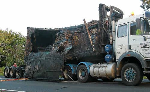 Aftermath: The blackened and charred remains of the trailer. Aftermath: The blackened and charred remains of the trailer.